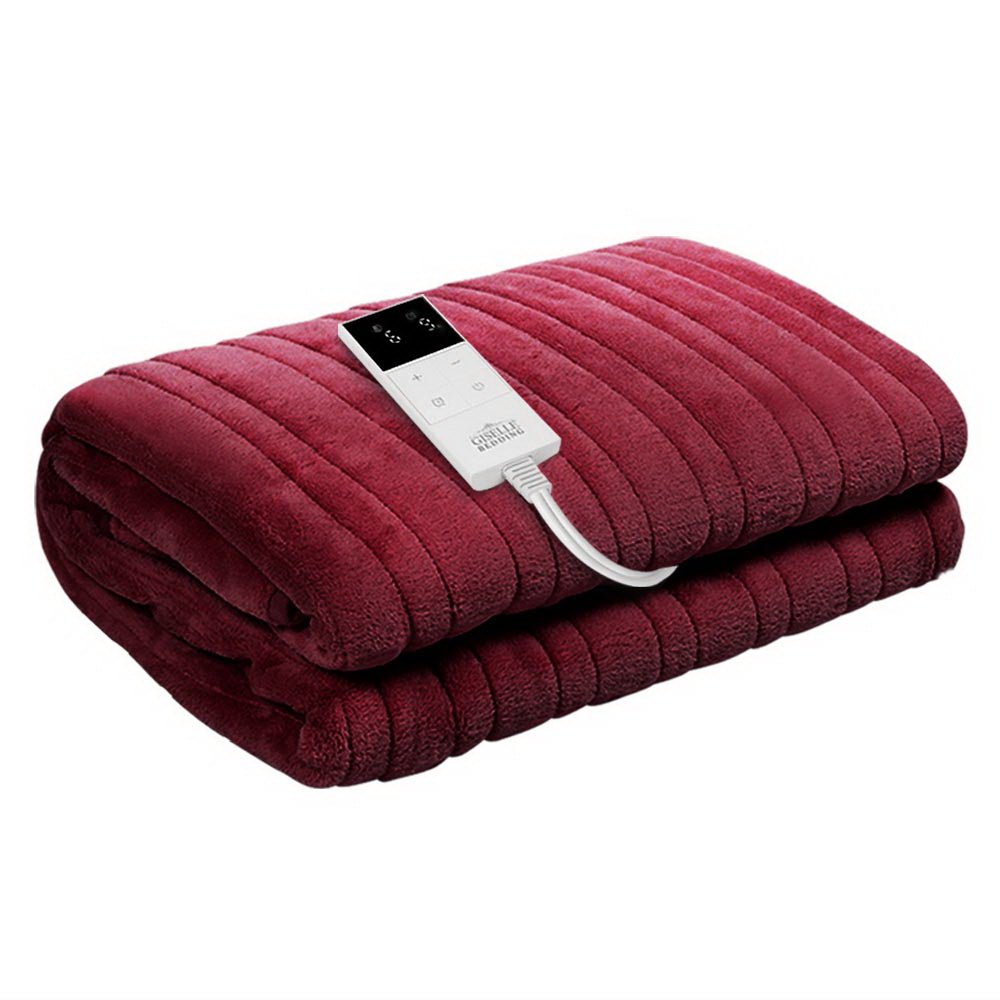 Giselle Electric Throw Rug Heated Blanket Fleece Red - NuSea
